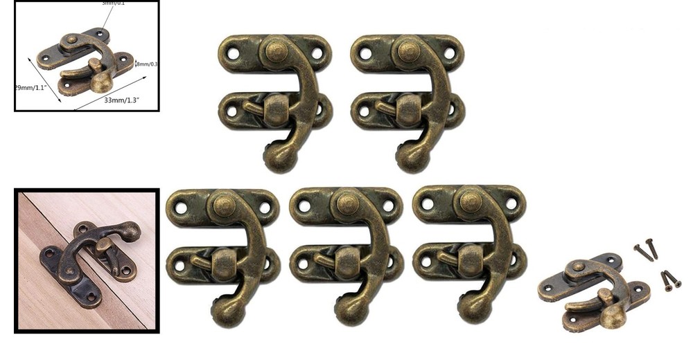 5pcs Vintage Bronze Clasp Locks for Wooden Boxes - Elegant Security Solution