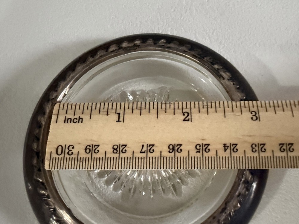 Vintage Glass Silver Plate Coaster Starburst Pattern