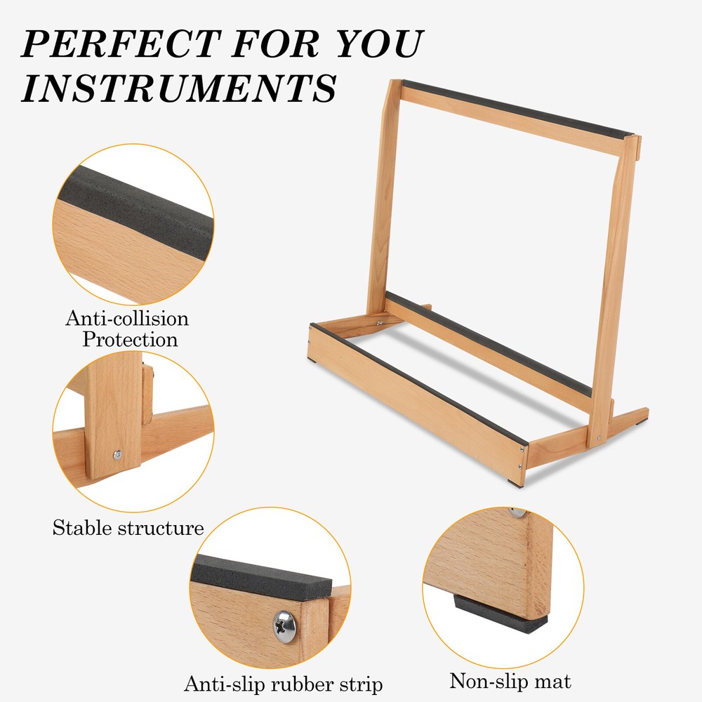 Folding Hardwood Guitar Case Rack for Multi Cabinet Space Saving for Home Studio