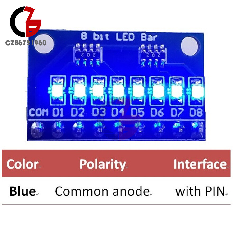 8-bit LED Module Blue/Red Display Common Negative/Common Positive DIY Kit 3-24V
