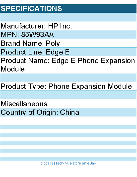 HP Poly 85W93AA Edge E Phone Expansion Module - Black