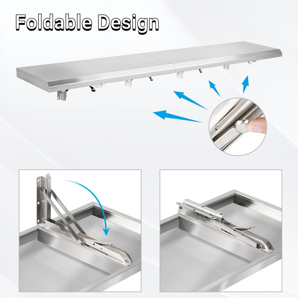 Concession Shelf Drop Down 48" x 12", Folding Concession Stand Shelf Commerci...
