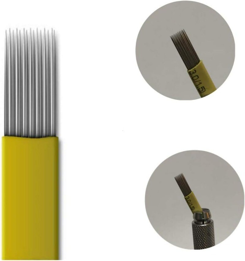 Permanent Makeup Eyebrow Microblading Needle Manual Supplie (Double Line Flat15)