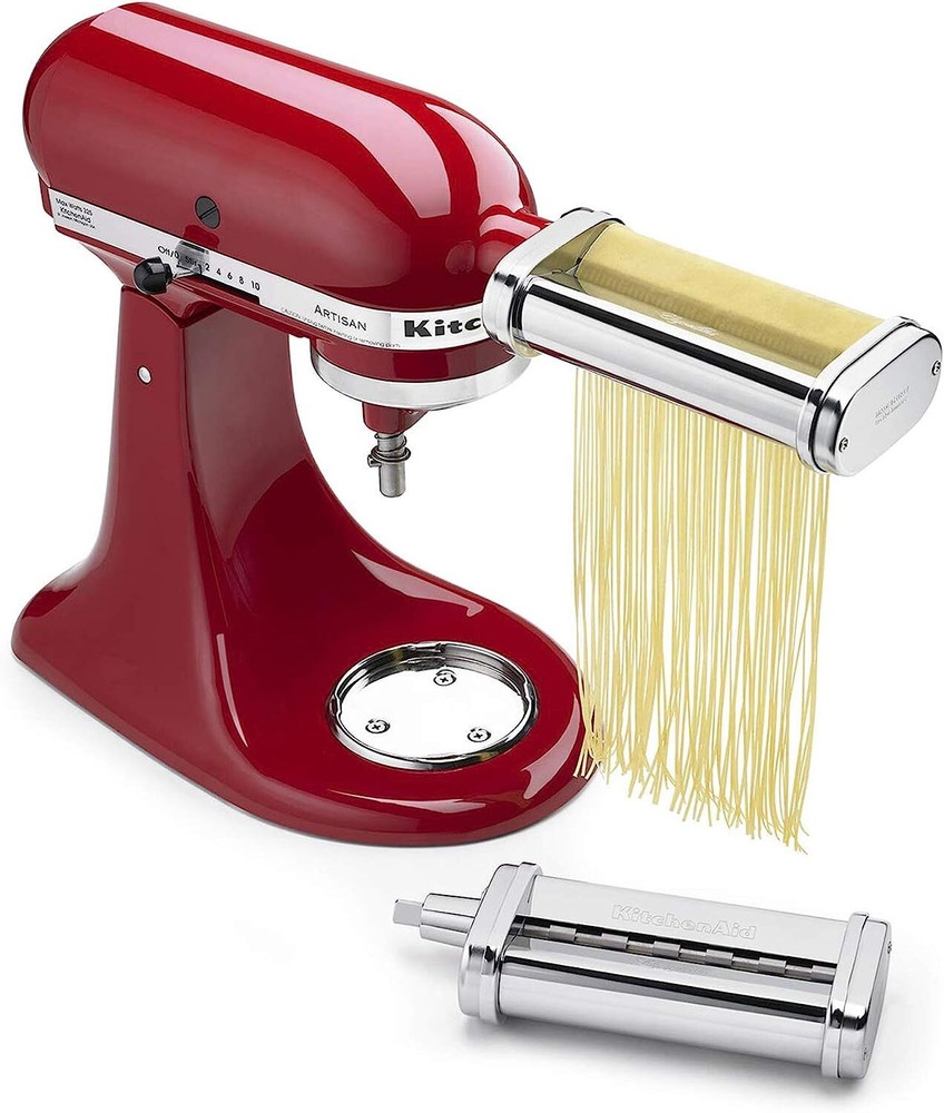 New KitchenAid KSMPCA Pasta Cutter Attachment Set (2 Piece), One Size, Silver
