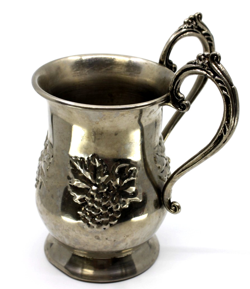 Studio Silversmith  Judaica Silver Plated Two Handled Grapes Hand Washing Cup
