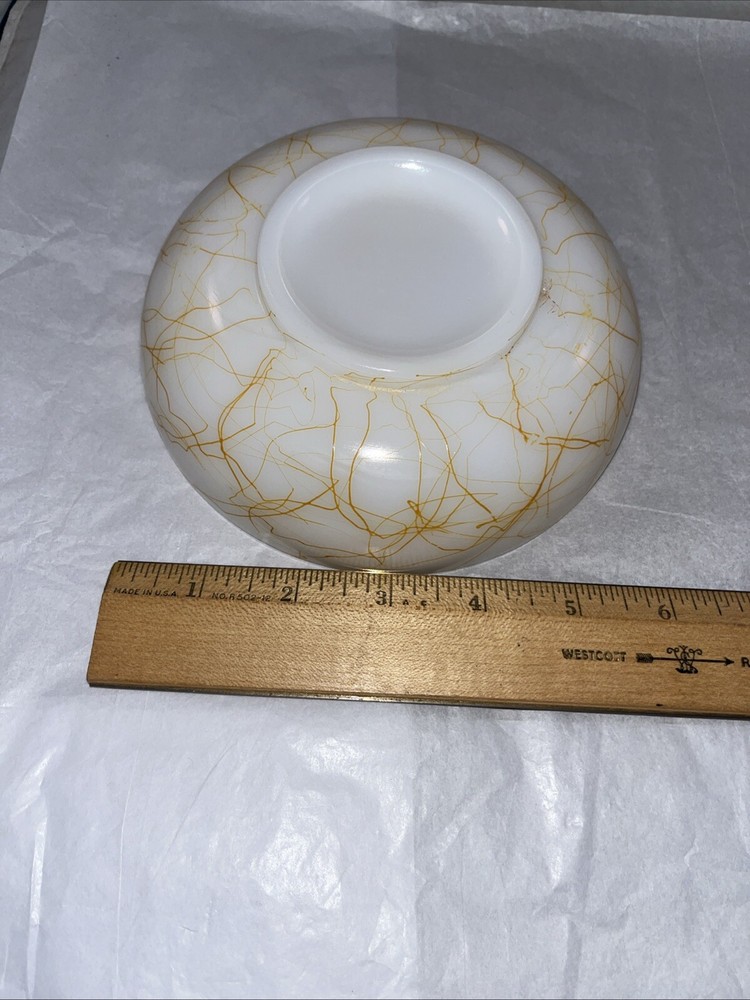 MCM Atomic Hazel Atlas Butterscotch 6”Spaghetti String Drizzle White Salad Bowl