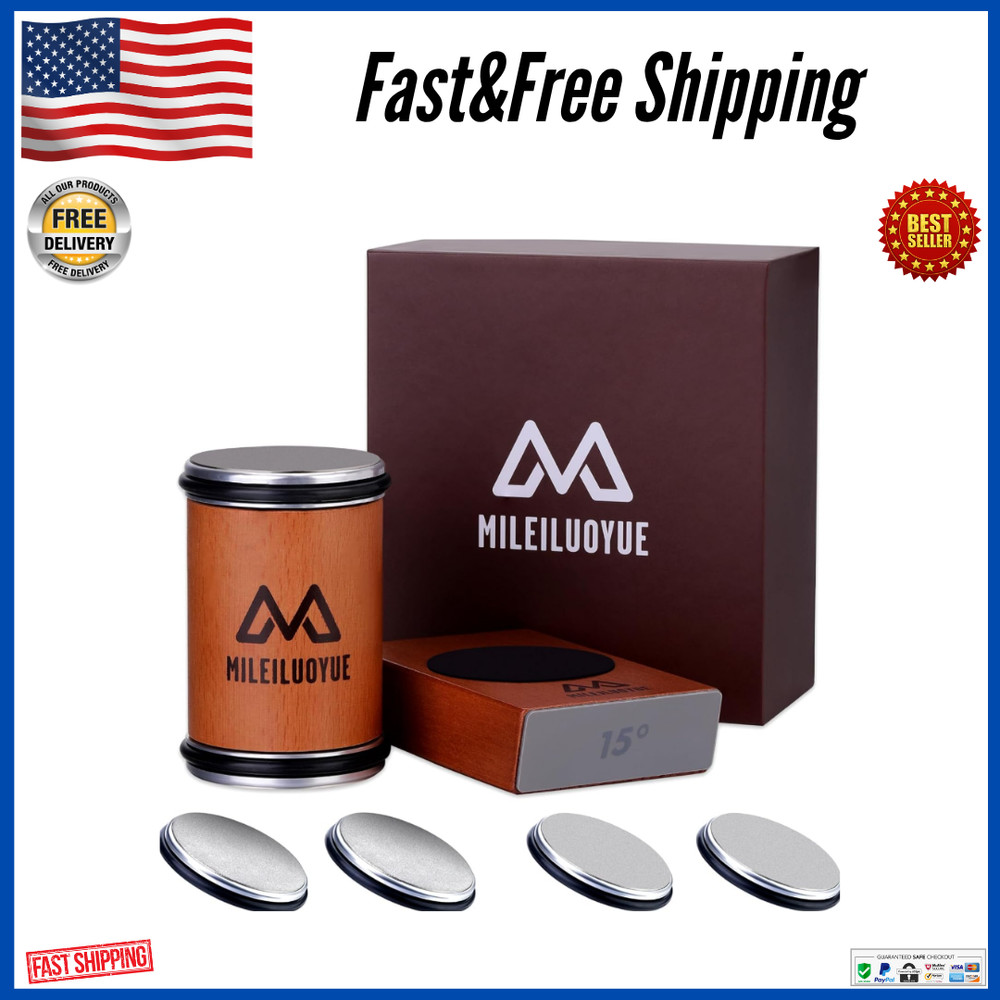 Rolling Knife Sharpener Set Diamond Ceramic Discs Professional Sharpening Kit US