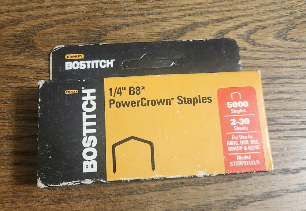 Stanley Bostitch 1/4" B8 PowerCrown Staples 5000 Count