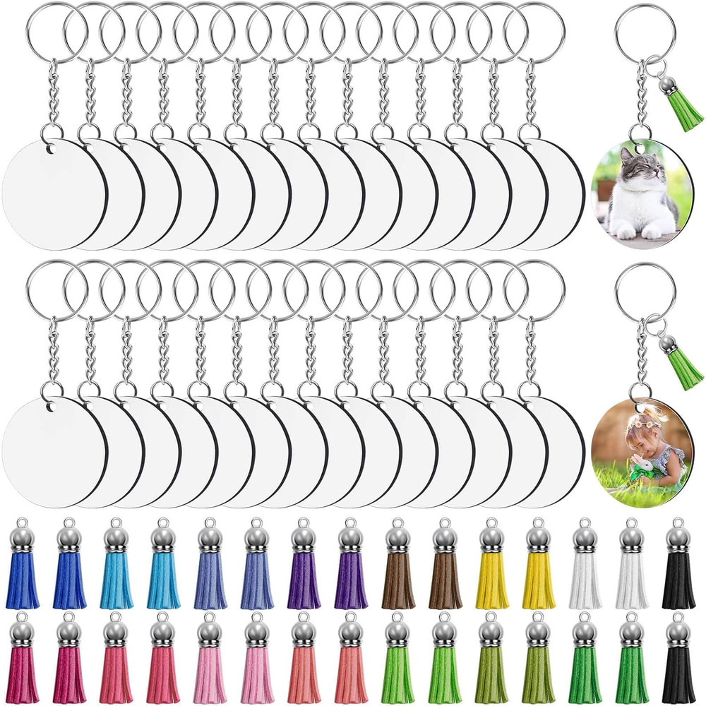 Sublimation Keychain Blanks Bulk, 120Pcs Sublimation Keychains Blank Set with 2