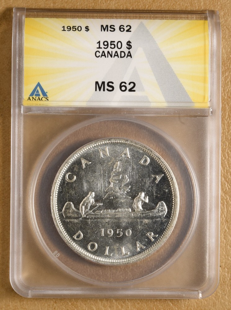 1950 Canada Silver Dollar ANACS MS62