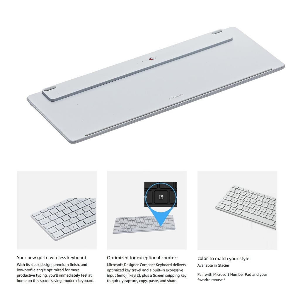 Microsoft Designer Compact Keyboard - Slim Portable Wireless Bluetooth Keyboard