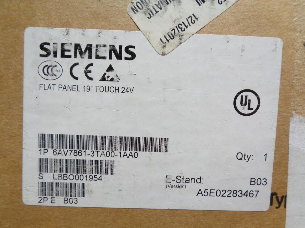 Siemens 6AV7861-3TA00-1AA0 Simatic Flat Panel 19" Touch 24 VDC