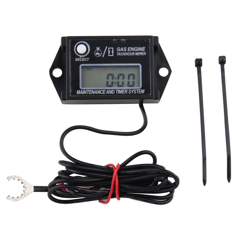Gas Engine Digital Tachometer/Hour Meter with Adjustable Resettable Job Timer