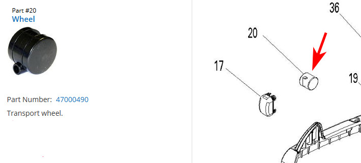 Bowflex Ultimate 2 Wheel OEM Part 47000490