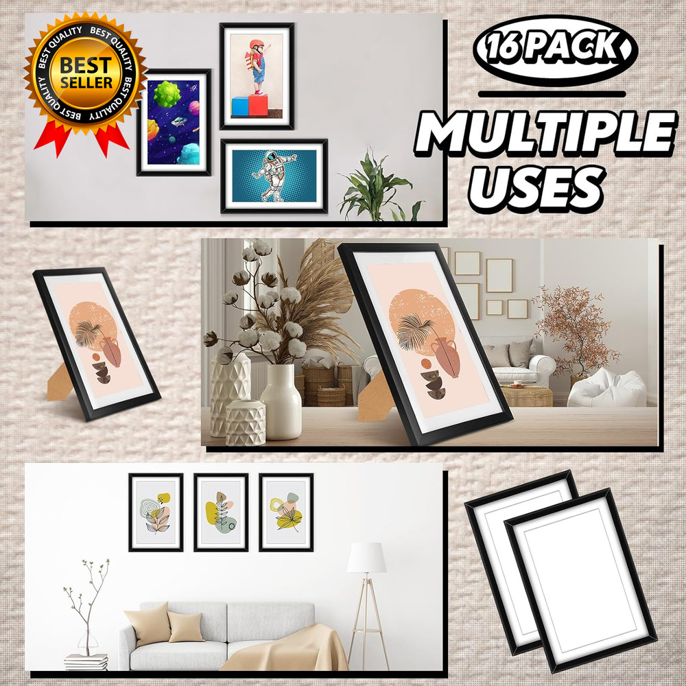 16 Pack Comic Book Frame UV Protection Magazine Picture Display Wall Mount Book