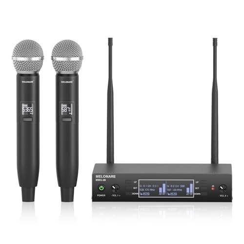 Dual Channel Wireless Microphone System, MELONARE Auto-Scan Professional
