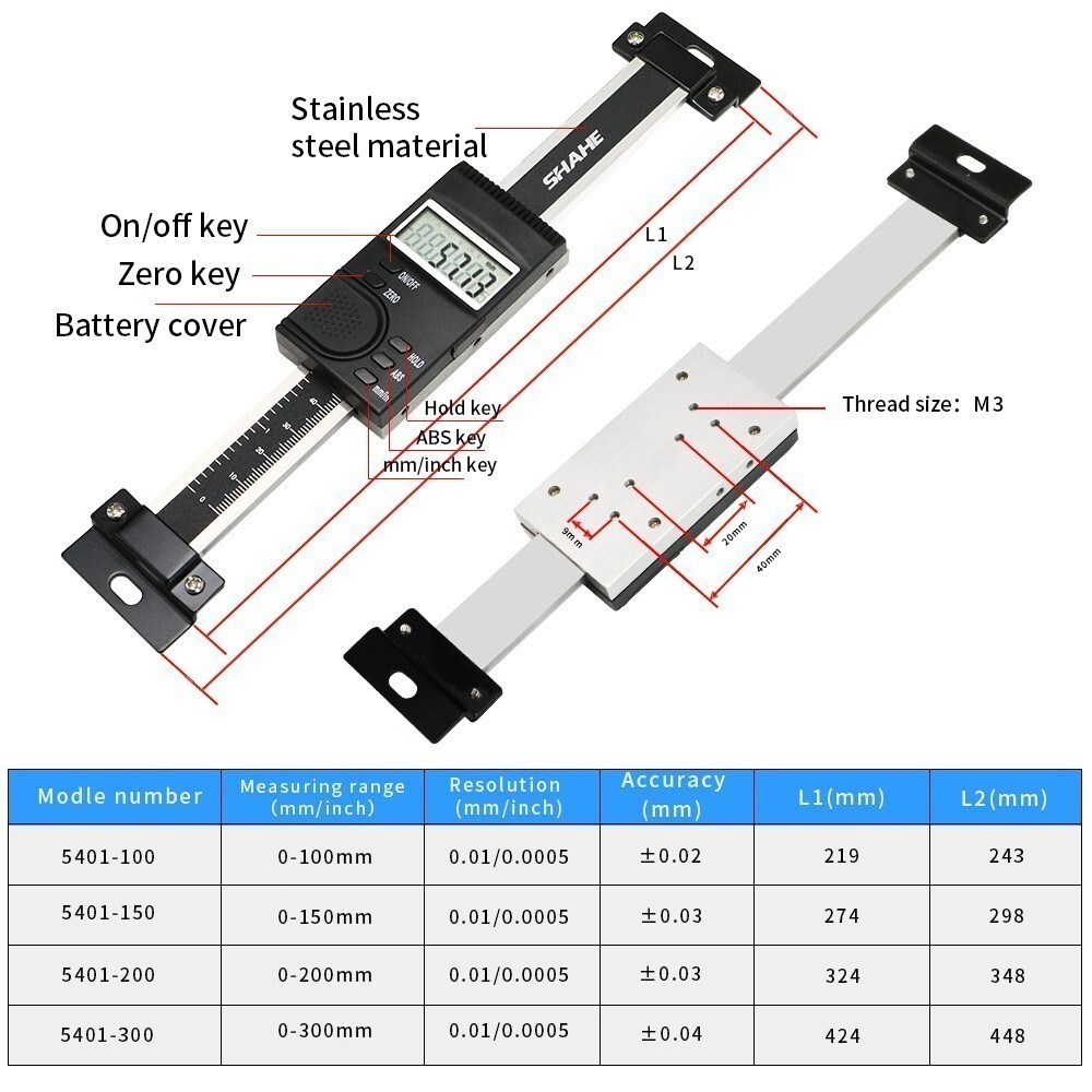 150mm Vertical Type Digital Linear Scale 0.01mm 5401-150 Measuring Tool