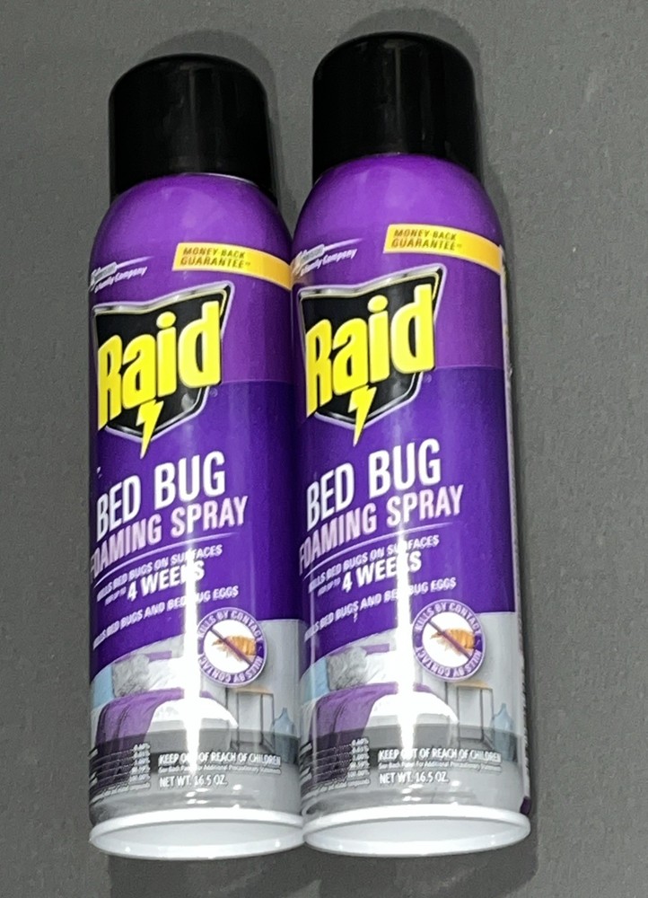 Two (2) New Cans Of Raid Bed Bug Foaming Spray 16.5 oz.