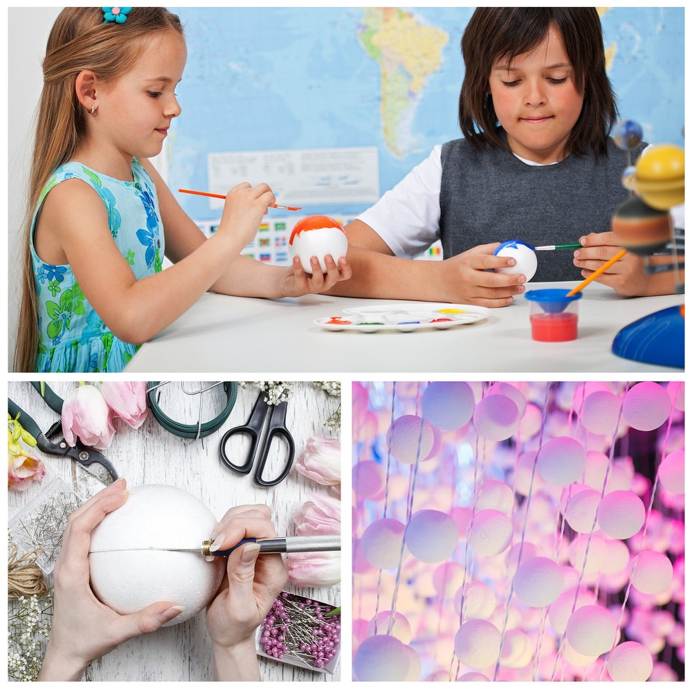 56Pcs 2" White Foam Balls Polystyrene Solid for Art and Decorations