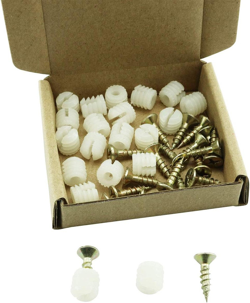 20PCS Plastic Dowel Inserts and Mounting Screws for Hinges
