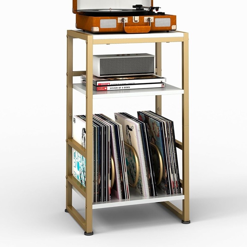 Vinyl Record Player Stand W/ Storage Multifunctional End Table Easy Assembly New