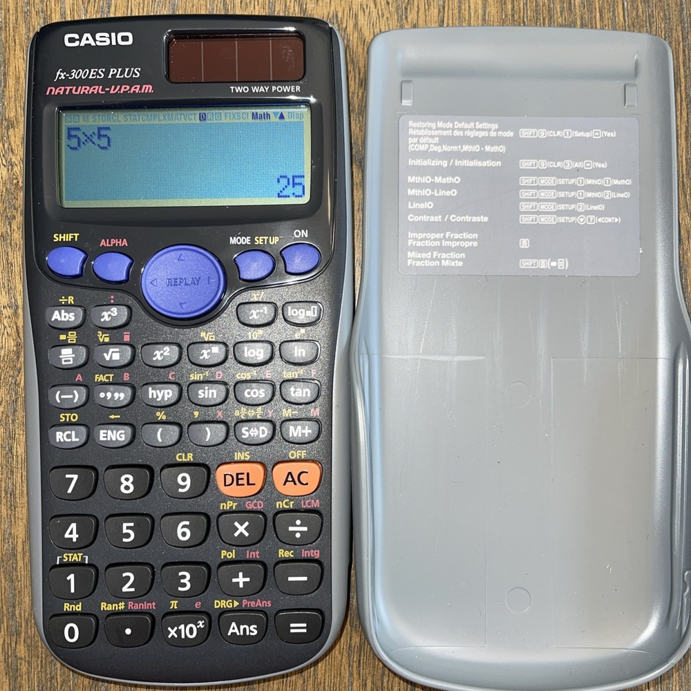 CASIO fx-300ES Plus Scientific Calculator Works Gray Solar