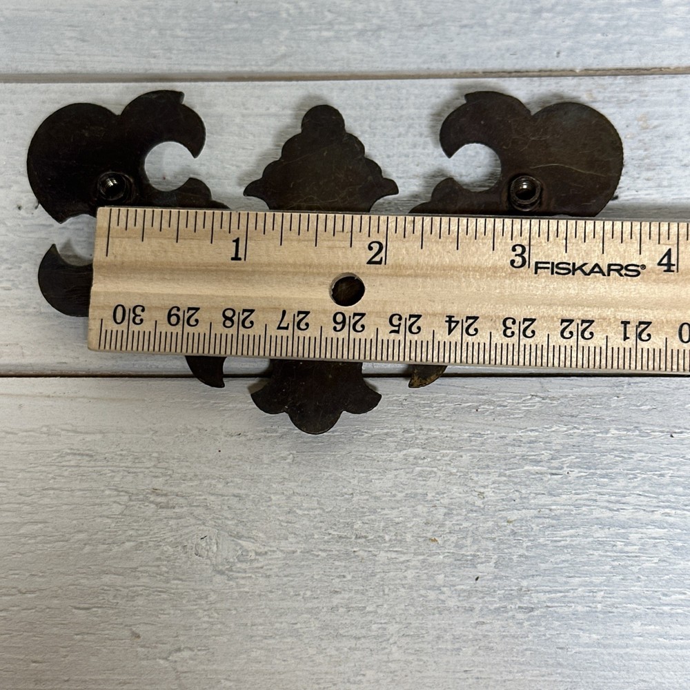 Flat Bat Drop Bail Pull Handle Solid Dark Aged Brass 3” Centers Vintage