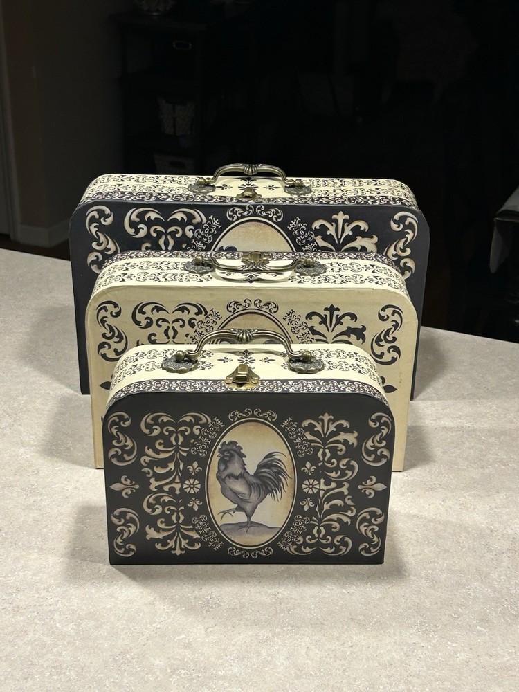 Vintage Style Nesting Stackable Decorative Cardboard Boxes 3pc