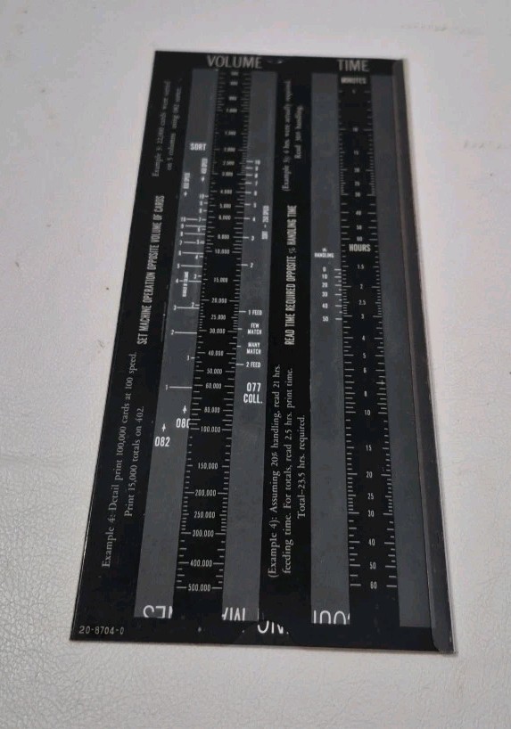 IBM Machine Load Computer & Descriptive Folder Slide Ruler 3 Pieces USA Vintage
