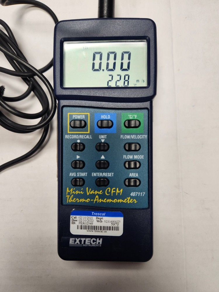 Extech 407117 Anemometer with Telescoping Antenna Sensor & Case