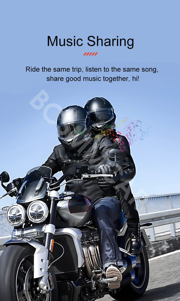 Motorcycle Intercom 2 Riders Bluetooth Helmet Headset Interphone Waterproof FM