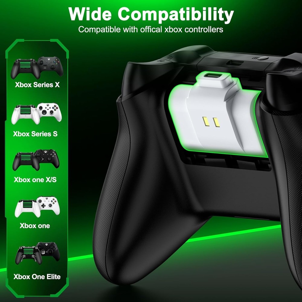 Long-Lasting Xbox Controller Rechargeable Battery Kit - 2000x Rechargeable Power