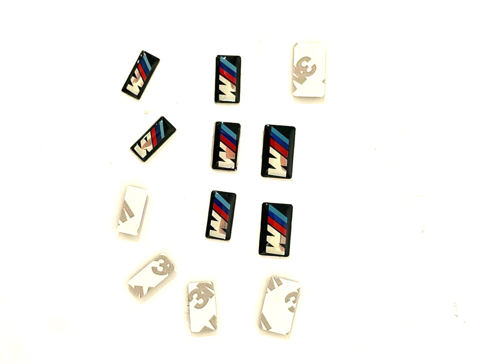 12 Pcs Rectangular Epoxy Emblem Sticker for BMW M Performance, (4pcs x 3 Size)
