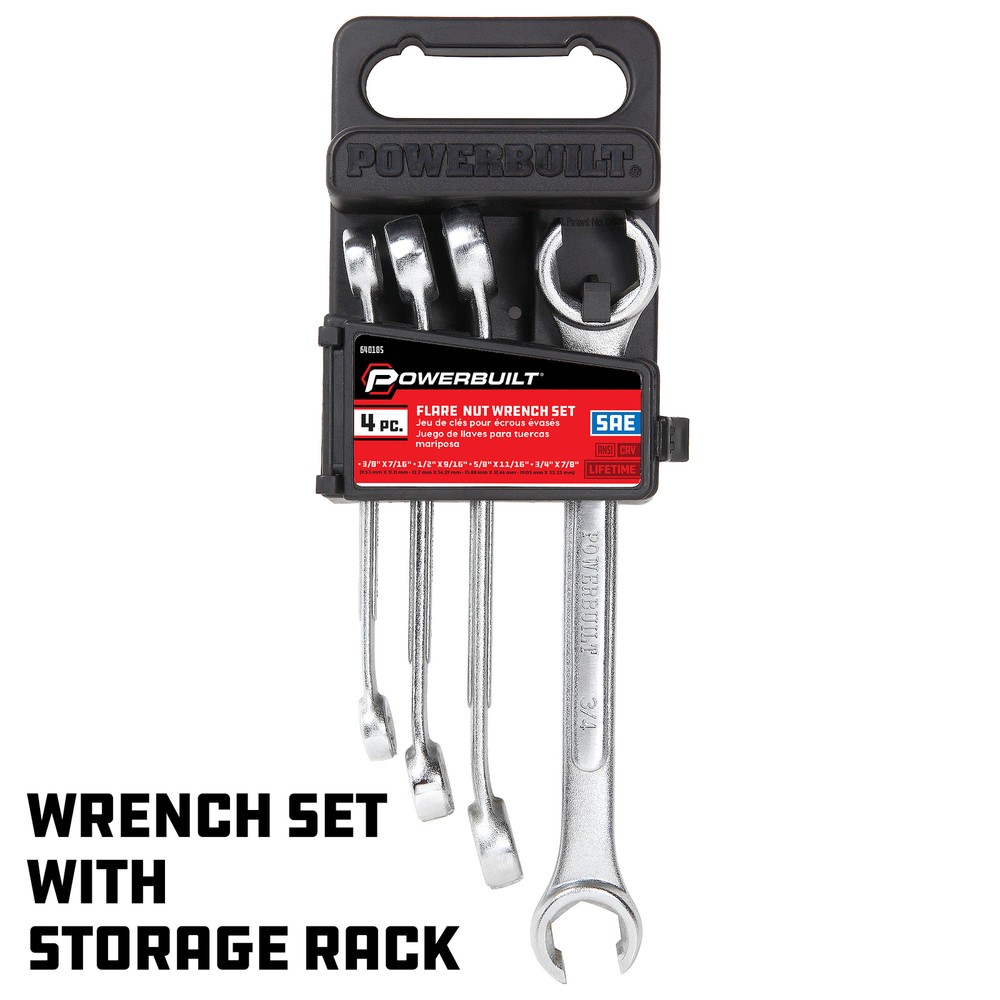 Powerbuilt 4 Piece SAE Flare Nut Wrench Set - 640185