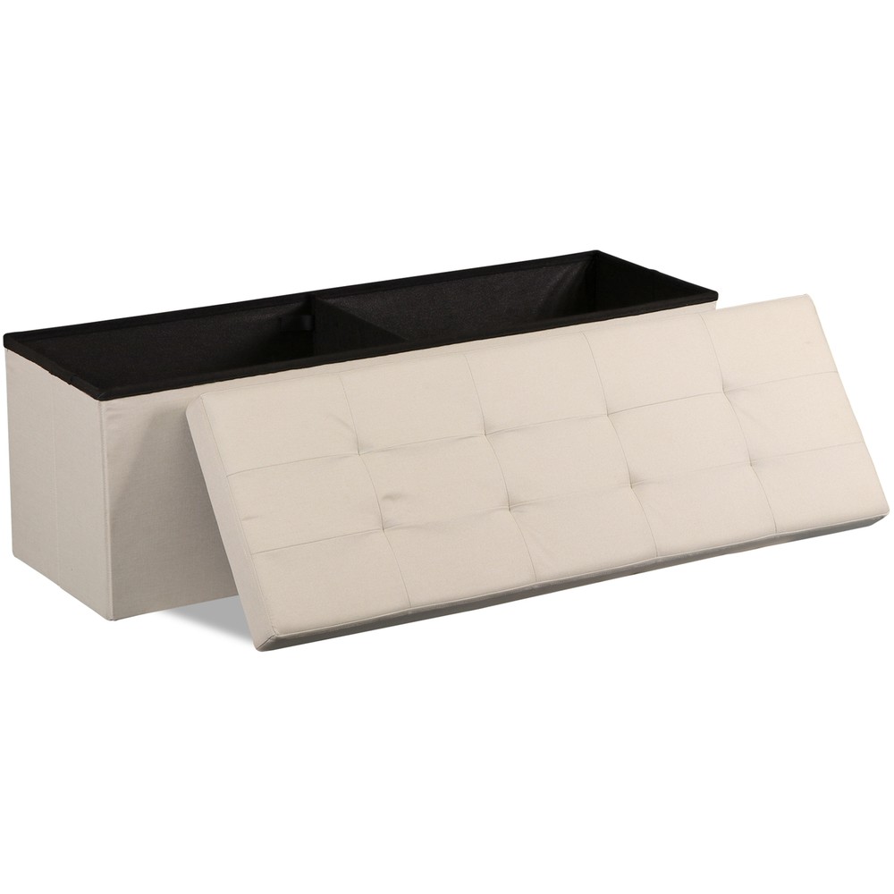 43" High Folable Storage Ottoman Bench Storage Stools Footrest Home Decor Beige