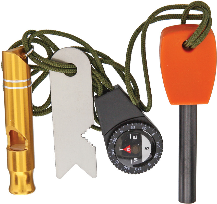 Compass ferro rod Firestarter emergency whistle Marble's Survival Combo