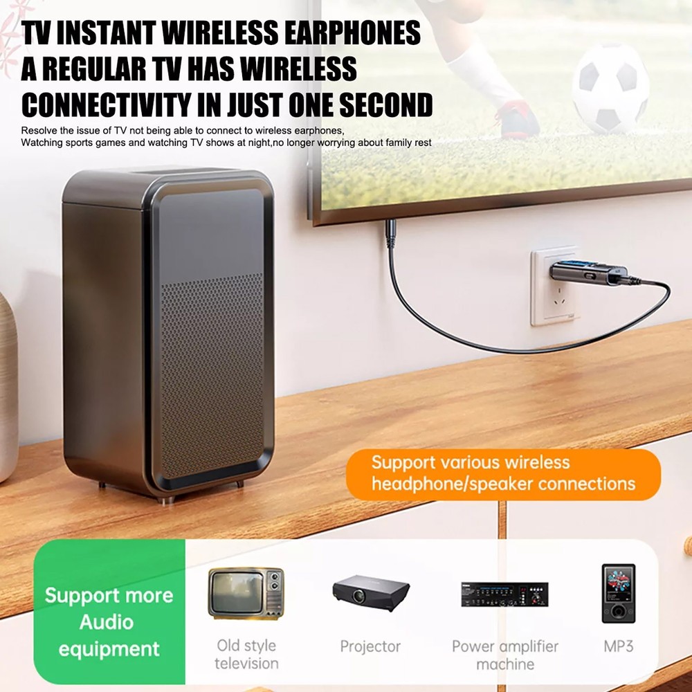 1Pc Wireless Bluetooth5.4 Transmitter Receiver Audio 3.5mm Jack Aux Adapter DC5V