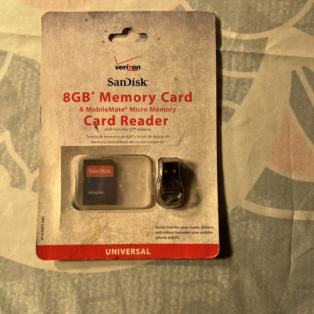 Verizon SanDisk 8GB Memory Card & MobileMate Micro Memory Card Reader