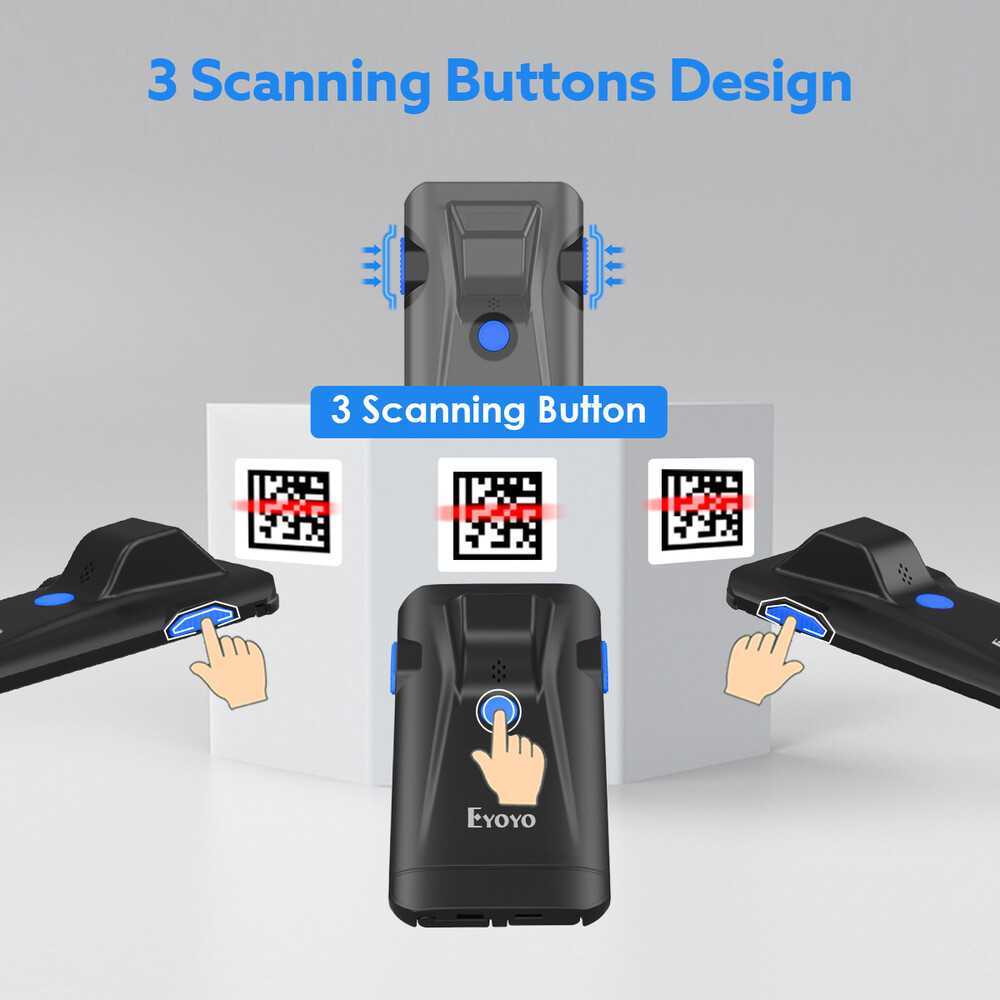 2D QR Wireless Bluetooth Barcode Scanner,Phone Back Clip for iPhone,Android, iOS