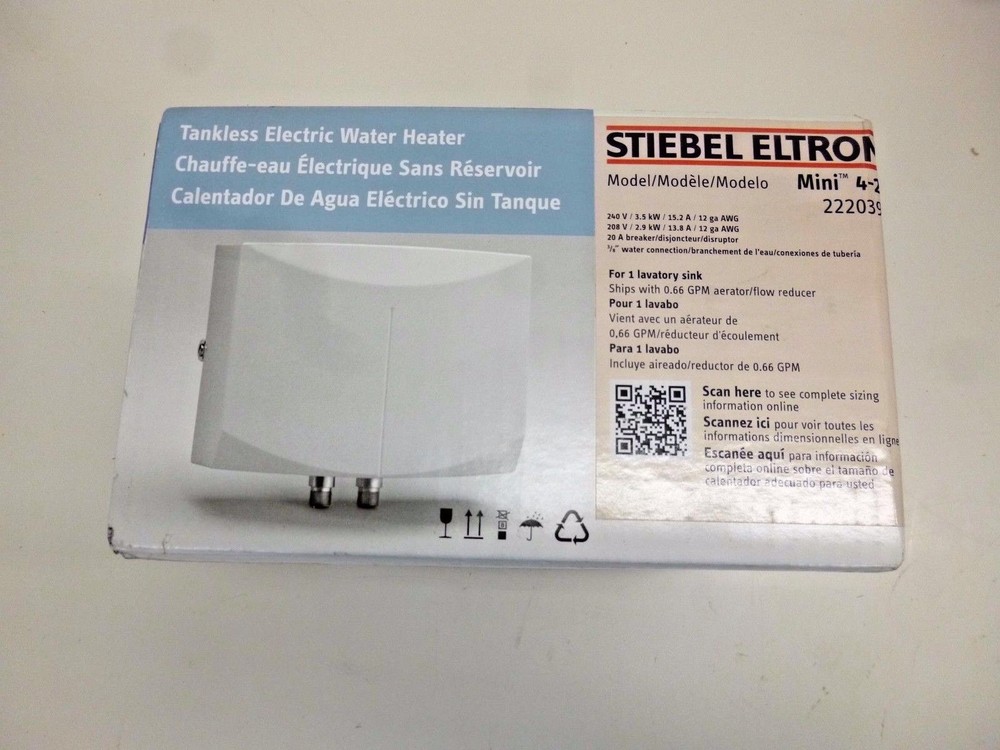 NEW!! STIEBEL ELTRON 4G MINI TANKLESS ELECTRIC WATER HEATER, 240 VAC, SHC-4