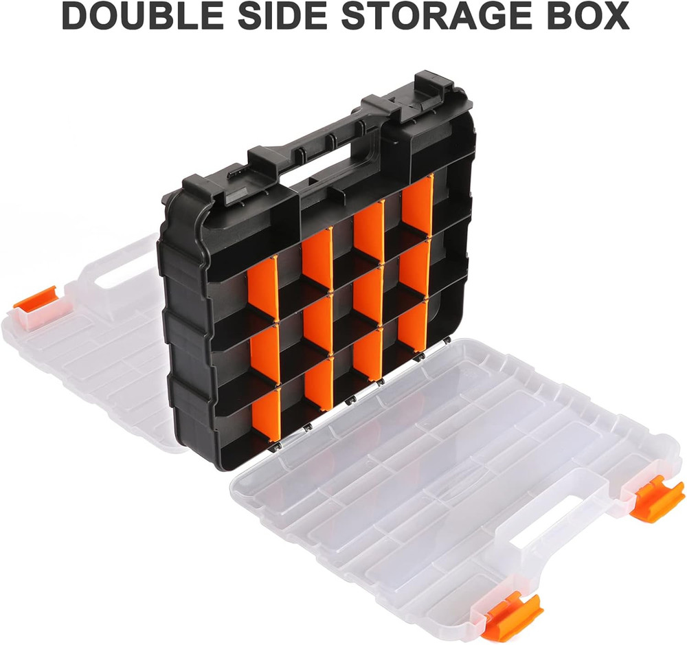 Double Side Tools Organizer, Customizable Removable Plastic Dividers, Hardware B