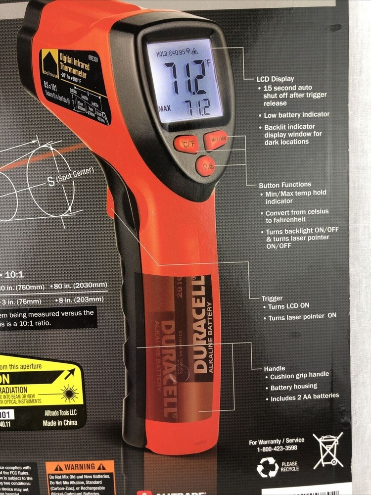 Laser Pointer Digital Infrared Thermometer NEW Tool House 770383S