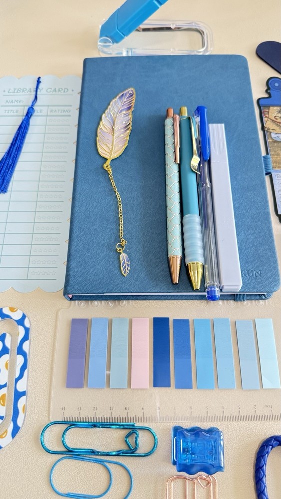 Blue Bookish Gift Set Journal Kit Aesthetic Stationery Bundle Reader Gift