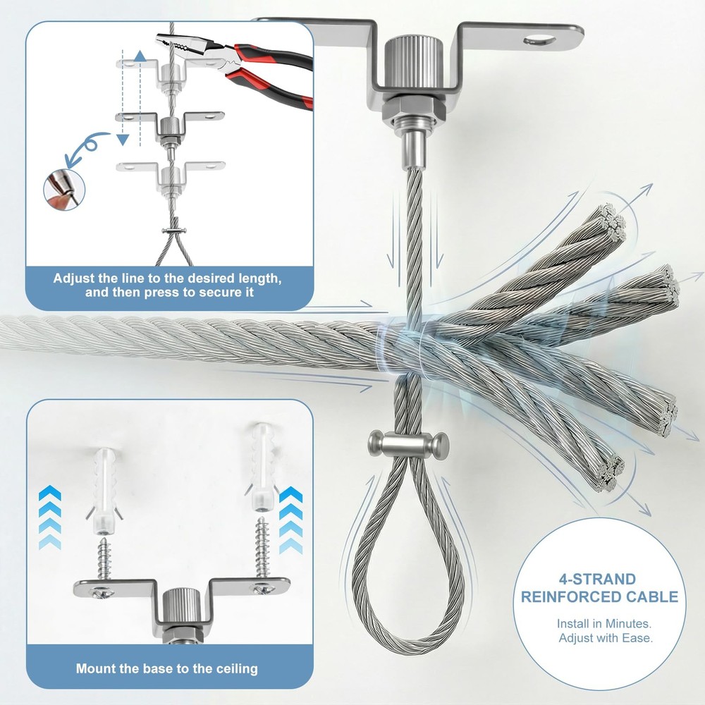8PC 59" Adjustable Shower Curtain Rod Support, Engineering-Grade 304 Stainles...
