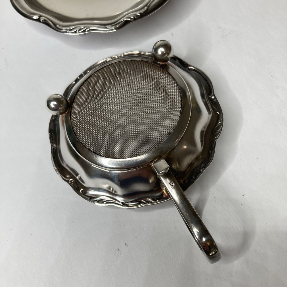 Vintage WMF Silver Plated Tea Strainer German Tableware With Footed Under Plate
