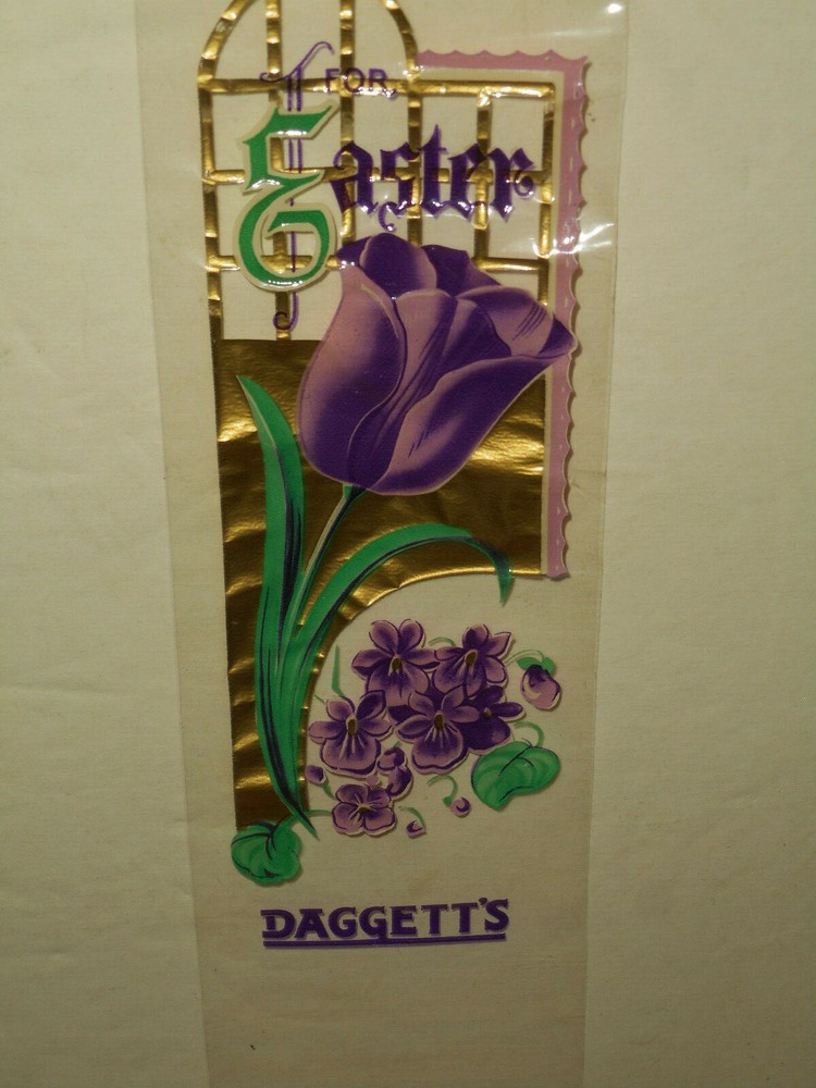 Vintage Daggett's Boston MA EASTER Chocolates Cellophane Candy Wrapper 1950's