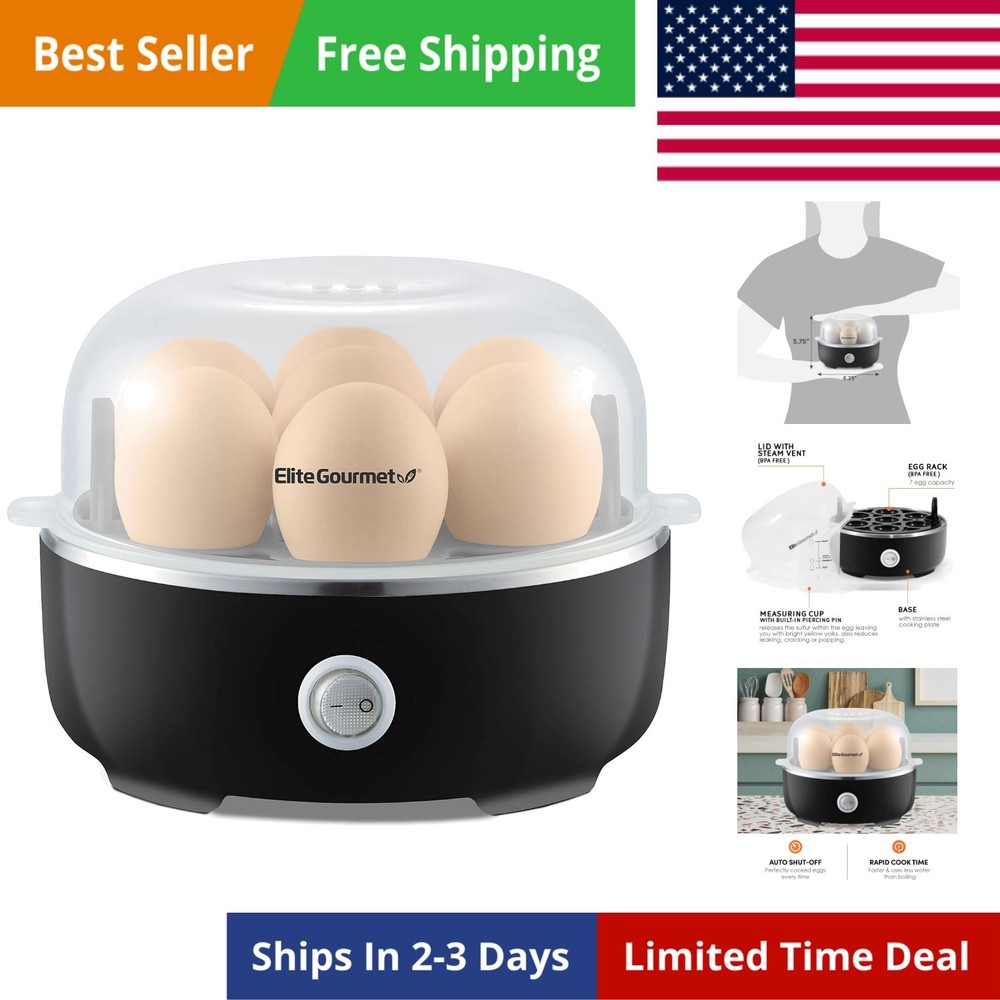 Easy Egg Cooker Electric 7-Egg Capacity, Soft, Medium, Hard-Boiled Egg Cooker...