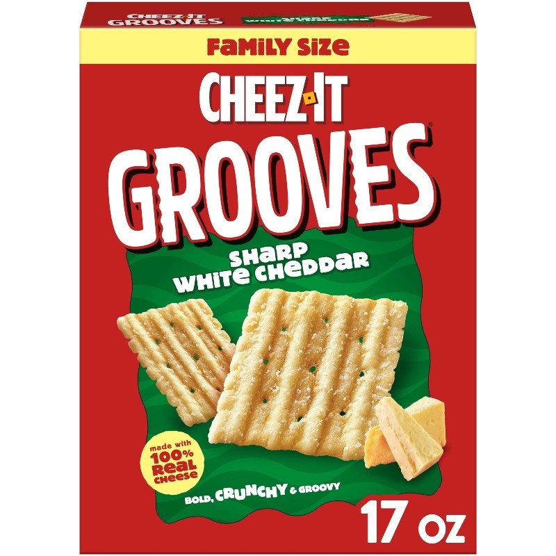 Cheez-It Grooves Sharp White Cheddar Crunchy Cheese Crackers, Snack Crackers