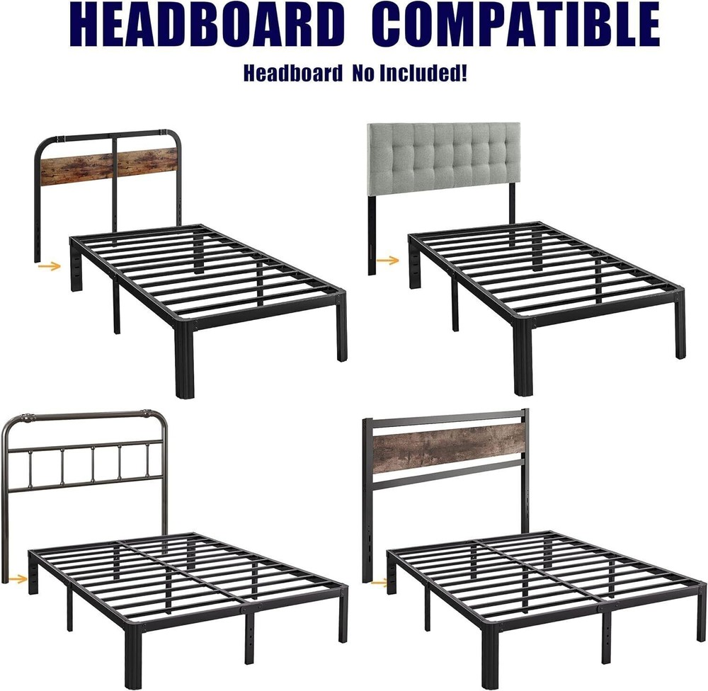 14in Bed Frame No Box Spring Needed Heavy Duty Metal Platform Bed Frame Full