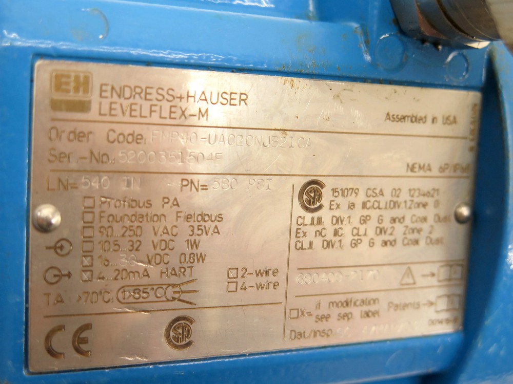 Endress + Hauser FMP40-UAC2CNJB21CA Guided Wave Level Sensor